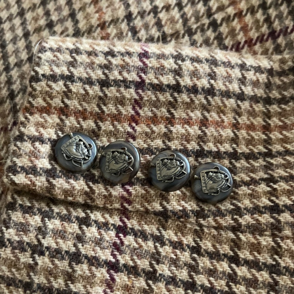 Lauren Ralph Lauren Houndstooth Plaid Zipper Virgin Wool Jacket - Picture 9 of 14